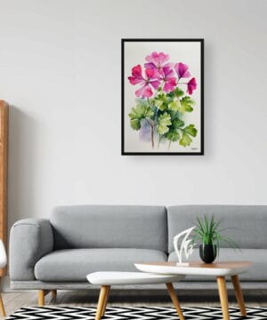 Pink Geranium Watercolour Botanical Art Print - Minimalist Framed Plant Wall Art 20 Pink Geranium Watercolour Botanical Art Print - Minimalist Framed Plant Wall Art - Image 7
