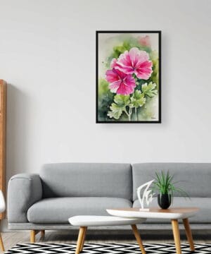 Pink Geranium Watercolour Botanical Art Print - Framed Plant Wall Art 24 Pink Geranium Watercolour Botanical Art Print - Framed Plant Wall Art - Image 11