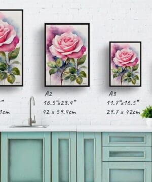 Rosa Watercolour Botanical Art Print - Pink rose Framed Plant Wall Art 21 Rosa Watercolour Botanical Art Print - Pink rose Framed Plant Wall Art - Image 8