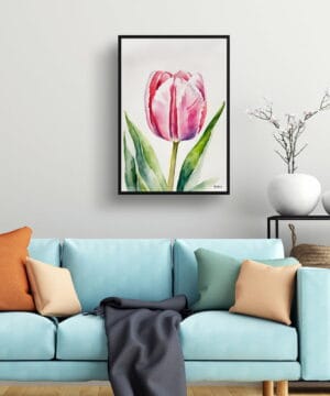 Tulipa Watercolour Botanical Art Print - Pink tulip Framed Plant Wall Art 23 Tulipa Watercolour Botanical Art Print - Pink tulip Framed Plant Wall Art - Image 10