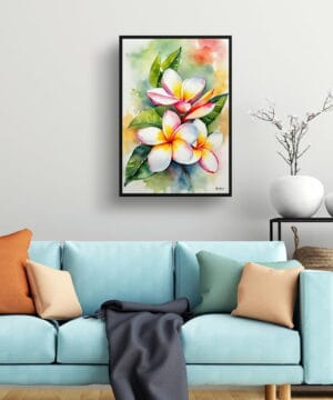 Frangipani Watercolour Botanical Art Print - Plumeria Framed Plant Wall Art 19 Frangipani Watercolour Botanical Art Print - Plumeria Framed Plant Wall Art - Image 6