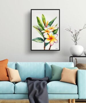 Frangipani Watercolour Botanical Art Print - Plumeria Minimalist Framed Plant Wall Art 23 Frangipani Watercolour Botanical Art Print - Plumeria Minimalist Framed Plant Wall Art - Image 10