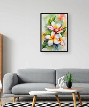 Frangipani Watercolour Botanical Art Print - Plumeria Framed Plant Wall Art 24 Frangipani Watercolour Botanical Art Print - Plumeria Framed Plant Wall Art - Image 11