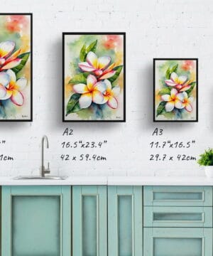 Frangipani Watercolour Botanical Art Print - Plumeria Framed Plant Wall Art 21 Frangipani Watercolour Botanical Art Print - Plumeria Framed Plant Wall Art - Image 8