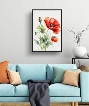 Common Flanders Watercolour Botanical Art Print - Poppy Minimalist Framed Plant Wall Art 19 Common Flanders Watercolour Botanical Art Print - Poppy Minimalist Framed Plant Wall Art - Image 6