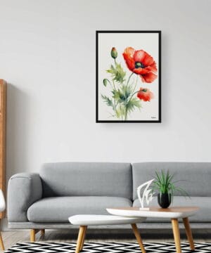 Common Flanders Watercolour Botanical Art Print - Poppy Minimalist Framed Plant Wall Art 24 Common Flanders Watercolour Botanical Art Print - Poppy Minimalist Framed Plant Wall Art - Image 11