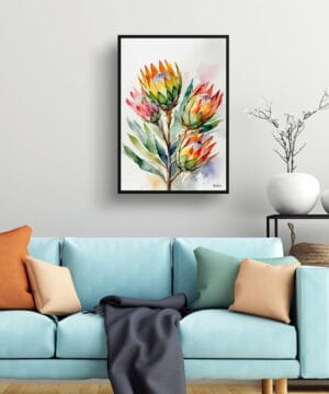 King Protea Sugarbush Watercolour Botanical Art Print - Proteas Framed Plant Wall Art 23 King Protea Sugarbush Watercolour Botanical Art Print - Proteas Framed Plant Wall Art - Image 10