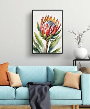 King Protea Sugarbush Watercolour Botanical Art Print - Proteas Minimalist Framed Plant Wall Art 23 King Protea Sugarbush Watercolour Botanical Art Print - Proteas Minimalist Framed Plant Wall Art - Image 10