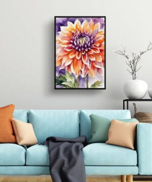 Asteraceae Watercolour Botanical Art Print - Purple and orange dahlia Framed Plant Wall Art 19 Asteraceae Watercolour Botanical Art Print - Purple and orange dahlia Framed Plant Wall Art - Image 6