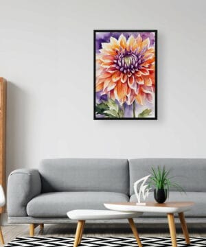 Asteraceae Watercolour Botanical Art Print - Purple and orange dahlia Framed Plant Wall Art 24 Asteraceae Watercolour Botanical Art Print - Purple and orange dahlia Framed Plant Wall Art - Image 11