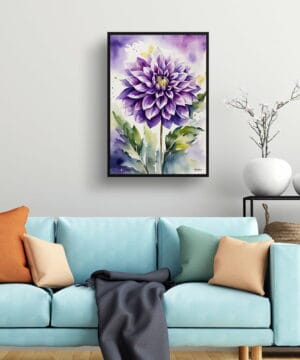 Asteraceae Watercolour Botanical Art Print - Purple dahlia Framed Plant Wall Art 19 Asteraceae Watercolour Botanical Art Print - Purple dahlia Framed Plant Wall Art - Image 6