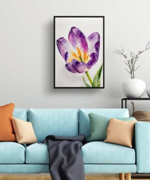 Tulipa Lady Watercolour Botanical Art Print - Purple tulip Minimalist Framed Plant Wall Art 23 Tulipa Lady Watercolour Botanical Art Print - Purple tulip Minimalist Framed Plant Wall Art - Image 10