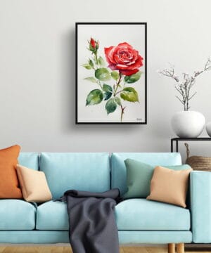 Garden Watercolour Botanical Art Print - Red rose Minimalist Framed Plant Wall Art 23 Garden Watercolour Botanical Art Print - Red rose Minimalist Framed Plant Wall Art - Image 10
