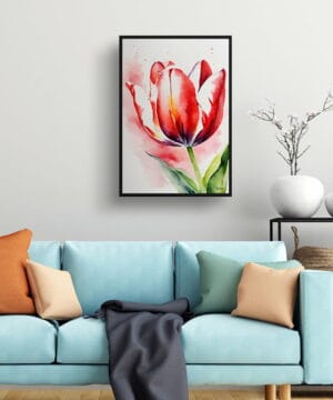 Tulipa Watercolour Botanical Art Print - Red tulip Framed Plant Wall Art 19 Tulipa Watercolour Botanical Art Print - Red tulip Framed Plant Wall Art - Image 6