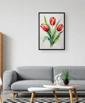 Tulipa Watercolour Botanical Art Print - Red tulip Minimalist Framed Plant Wall Art 20 Tulipa Watercolour Botanical Art Print - Red tulip Minimalist Framed Plant Wall Art - Image 7