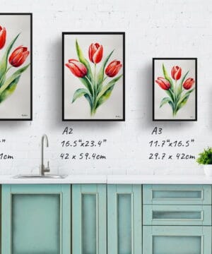 Tulipa Watercolour Botanical Art Print - Red tulip Minimalist Framed Plant Wall Art 25 Tulipa Watercolour Botanical Art Print - Red tulip Minimalist Framed Plant Wall Art - Image 12