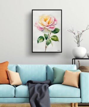 Rose Watercolour Botanical Art Print - Rosa Madame Alfred Carriére Minimalist Framed Plant Wall Art 19 Rose Watercolour Botanical Art Print - Rosa Madame Alfred Carriére Minimalist Framed Plant Wall Art - Image 6