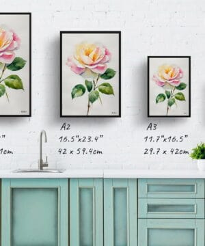 Rose Watercolour Botanical Art Print - Rosa Madame Alfred Carriére Minimalist Framed Plant Wall Art 25 Rose Watercolour Botanical Art Print - Rosa Madame Alfred Carriére Minimalist Framed Plant Wall Art - Image 12