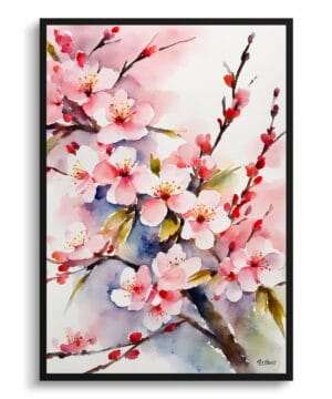 Japanese Flowering Watercolour Botanical Art Print - Sakura Cherry Blossom Minimalist Framed Plant Wall Art 18 Japanese Flowering Watercolour Botanical Art Print - Sakura Cherry Blossom Minimalist Framed Plant Wall Art - Image 5