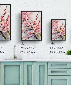 Japanese Flowering Watercolour Botanical Art Print - Sakura Cherry Blossom Minimalist Framed Plant Wall Art 21 Japanese Flowering Watercolour Botanical Art Print - Sakura Cherry Blossom Minimalist Framed Plant Wall Art - Image 8
