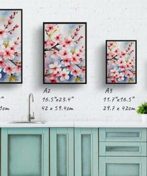 Japanese Flowering Watercolour Botanical Art Print - Sakura Cherry Blossom Framed Plant Wall Art 21 Japanese Flowering Watercolour Botanical Art Print - Sakura Cherry Blossom Framed Plant Wall Art - Image 8