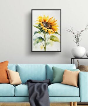 Helianthus Watercolour Botanical Art Print - Sunflower Minimalist Framed Plant Wall Art 23 Helianthus Watercolour Botanical Art Print - Sunflower Minimalist Framed Plant Wall Art - Image 10