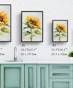 Helianthus Watercolour Botanical Art Print - Sunflower Minimalist Framed Plant Wall Art 25 Helianthus Watercolour Botanical Art Print - Sunflower Minimalist Framed Plant Wall Art - Image 12