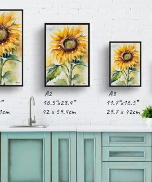 Helianthus Watercolour Botanical Art Print - Sunflower Framed Plant Wall Art 25 Helianthus Watercolour Botanical Art Print - Sunflower Framed Plant Wall Art - Image 12