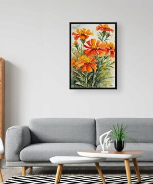 African Marigold Watercolour Botanical Art Print - Tagetes Cinnabar Framed Plant Wall Art 24 African Marigold Watercolour Botanical Art Print - Tagetes Cinnabar Framed Plant Wall Art - Image 11