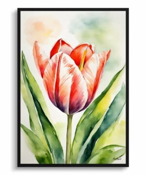 Tulip Watercolour Botanical Art Print - Tulipa Salmon Impression Framed Plant Wall Art 18 Tulip Watercolour Botanical Art Print - Tulipa Salmon Impression Framed Plant Wall Art - Image 5