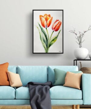 Tulip Watercolour Botanical Art Print - Tulipa Salmon Impression Minimalist Framed Plant Wall Art 19 Tulip Watercolour Botanical Art Print - Tulipa Salmon Impression Minimalist Framed Plant Wall Art - Image 6