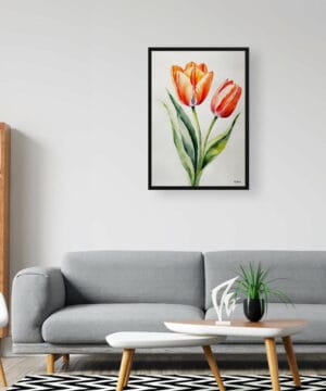 Tulip Watercolour Botanical Art Print - Tulipa Salmon Impression Minimalist Framed Plant Wall Art 20 Tulip Watercolour Botanical Art Print - Tulipa Salmon Impression Minimalist Framed Plant Wall Art - Image 7