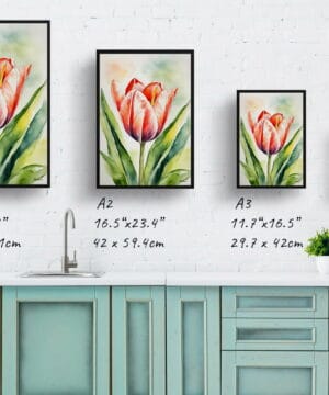 Tulip Watercolour Botanical Art Print - Tulipa Salmon Impression Framed Plant Wall Art 21 Tulip Watercolour Botanical Art Print - Tulipa Salmon Impression Framed Plant Wall Art - Image 8