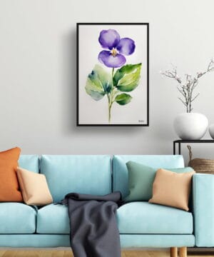 Violet Watercolour Botanical Art Print - Viola Odorata Minimalist Framed Plant Wall Art 23 Violet Watercolour Botanical Art Print - Viola Odorata Minimalist Framed Plant Wall Art - Image 10