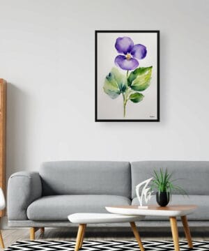 Violet Watercolour Botanical Art Print - Viola Odorata Minimalist Framed Plant Wall Art 20 Violet Watercolour Botanical Art Print - Viola Odorata Minimalist Framed Plant Wall Art - Image 7