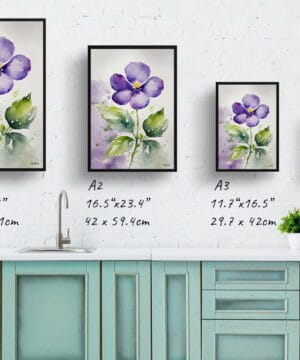 Violet Watercolour Botanical Art Print - Viola Odorata Framed Plant Wall Art 21 Violet Watercolour Botanical Art Print - Viola Odorata Framed Plant Wall Art - Image 8