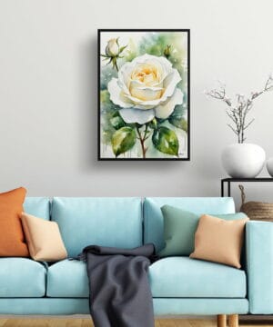 Alba Watercolour Botanical Art Print - White rose Framed Plant Wall Art 23 Alba Watercolour Botanical Art Print - White rose Framed Plant Wall Art - Image 10