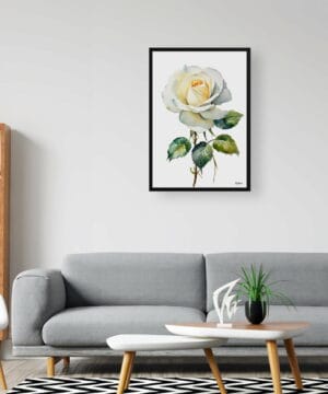 Alba Watercolour Botanical Art Print - White rose Minimalist Framed Plant Wall Art 24 Alba Watercolour Botanical Art Print - White rose Minimalist Framed Plant Wall Art - Image 11