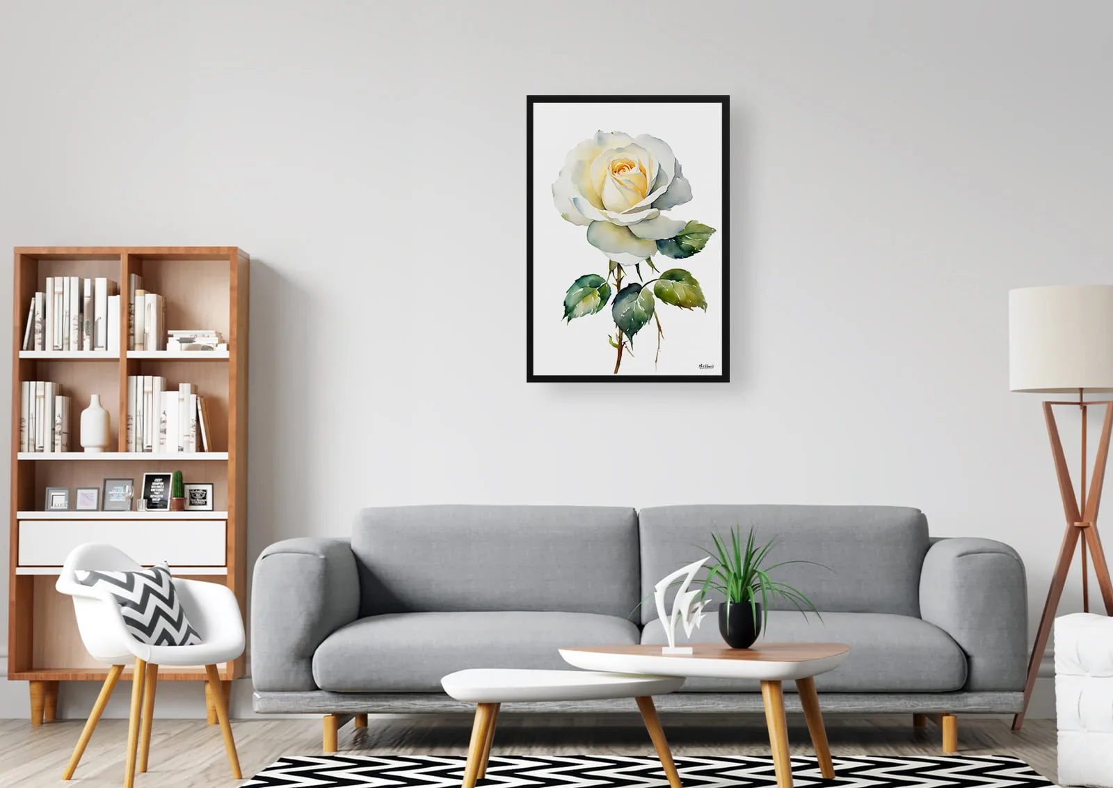 Alba Watercolour Botanical Art Print - White rose Minimalist Framed Plant Wall Art 9 Alba Watercolour Botanical Art Print - White rose Minimalist Framed Plant Wall Art - Image 7