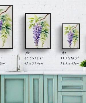 Burford Watercolour Botanical Art Print - Wisteria x Valderi Minimalist Framed Plant Wall Art 21 Burford Watercolour Botanical Art Print - Wisteria x Valderi Minimalist Framed Plant Wall Art - Image 8