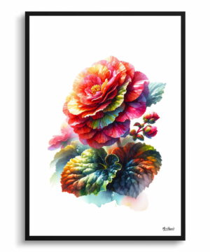 Begonia Inferno (Begonia) Watercolour Painting Style Art Print - Illustration Framed Plant Wall Art 22 Begonia Inferno (Begonia) Watercolour Painting Style Art Print - Illustration Framed Plant Wall Art - Image 9