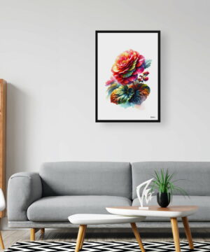 Begonia Inferno (Begonia) Watercolour Painting Style Art Print - Illustration Framed Plant Wall Art 20 Begonia Inferno (Begonia) Watercolour Painting Style Art Print - Illustration Framed Plant Wall Art - Image 7
