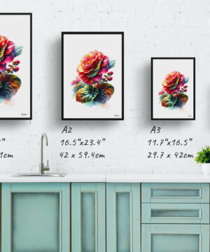 Begonia Inferno (Begonia) Watercolour Painting Style Art Print - Illustration Framed Plant Wall Art 21 Begonia Inferno (Begonia) Watercolour Painting Style Art Print - Illustration Framed Plant Wall Art - Image 8