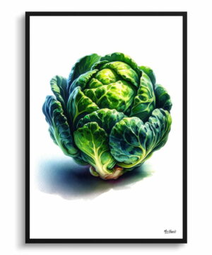 Brassica Oleracea (Brussel Sprouts) Watercolour Painting Style Art Print - Illustration Framed Plant Wall Art 22 Brassica Oleracea (Brussel Sprouts) Watercolour Painting Style Art Print - Illustration Framed Plant Wall Art - Image 9