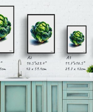 Brassica Oleracea (Brussel Sprouts) Watercolour Painting Style Art Print - Illustration Framed Plant Wall Art 25 Brassica Oleracea (Brussel Sprouts) Watercolour Painting Style Art Print - Illustration Framed Plant Wall Art - Image 12