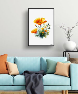 California Poppy (Eschscholzia) Watercolour Painting Style Art Print - Illustration Framed Plant Wall Art 23 California Poppy (Eschscholzia) Watercolour Painting Style Art Print - Illustration Framed Plant Wall Art - Image 10