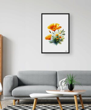 California Poppy (Eschscholzia) Watercolour Painting Style Art Print - Illustration Framed Plant Wall Art 20 California Poppy (Eschscholzia) Watercolour Painting Style Art Print - Illustration Framed Plant Wall Art - Image 7