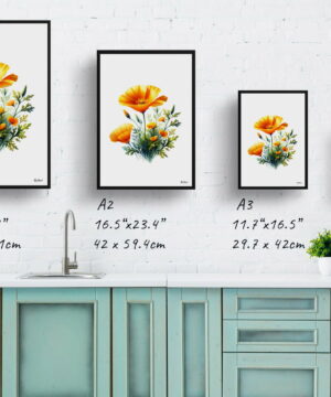 California Poppy (Eschscholzia) Watercolour Painting Style Art Print - Illustration Framed Plant Wall Art 21 California Poppy (Eschscholzia) Watercolour Painting Style Art Print - Illustration Framed Plant Wall Art - Image 8
