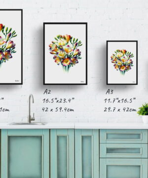 Cape-cowslip (Freesia) Watercolour Painting Style Art Print - Illustration Framed Plant Wall Art - Image 12