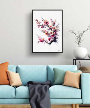 Cherry Blossom (Sakura) Watercolour Painting Style Art Print - Illustration Framed Plant Wall Art 19 Cherry Blossom (Sakura) Watercolour Painting Style Art Print - Illustration Framed Plant Wall Art - Image 6